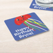 ハッピークラゲパーソナライズされた紙コースター スクエアペーパーコースター (アングル)