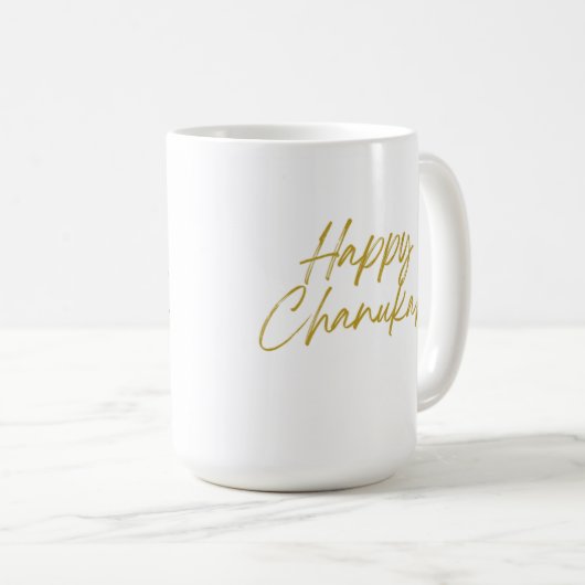ハッピークラシックハヌカー(ユダヤ教の祭り)マグカップ15オズ コーヒーマグカップ (正面右)