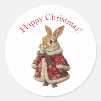 ハッピークリスマスうさぎステッカー ラウンドシール