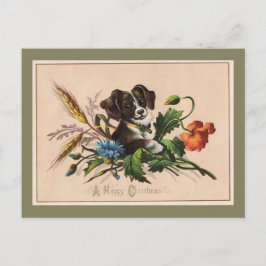 ハッピークリスマスかわいい犬のヴィンテージ再現 シーズンポストカード