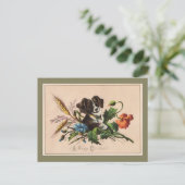 ハッピークリスマスかわいい犬のヴィンテージ再現 シーズンポストカード (スタンド正面)