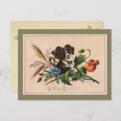 ハッピークリスマスかわいい犬のヴィンテージ再現 シーズンポストカード (正面/裏面)