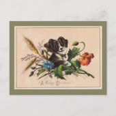 ハッピークリスマスかわいい犬のヴィンテージ再現 シーズンポストカード (正面)