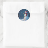 ハッピークリスマスと可愛い雪だるま ラウンドシール (バッグ)