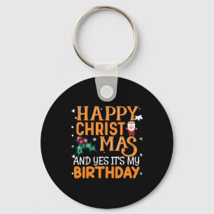 ハッピークリスマスとYes私の誕生日 キーホルダー