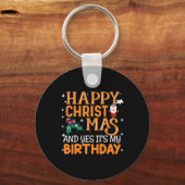 ハッピークリスマスとYes私の誕生日 キーホルダー (正面)