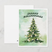 ハッピークリスマスウォーターカラークリスマスツリー シーズンカード (正面/裏面)