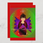 ハッピークリスマスエンジェルベビーガール祈ズ 招待状 (正面/裏面)