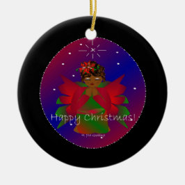 ハッピークリスマスエンジェルベビーー セラミックオーナメント