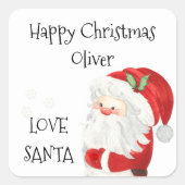ハッピークリスマスキッズ名ラブサンタ スクエアシール (正面)