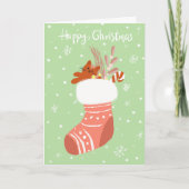 ハッピークリスマスキティおもしろいキャットストッキング シーズンカード (正面)