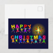 ハッピークリスマスキュートな漫画の多様な子供たち文字 ポストカード (正面/裏面)