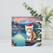 ハッピークリスマスキュート与えな子猫キス シーズンカード (スタンド正面)