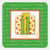ハッピークリスマスギフトボックススクエアステッカー スクエアシール (正面)