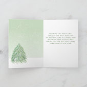 ハッピークリスマスグリーンウォーター色クリスマスツリー シーズンカード (内部)