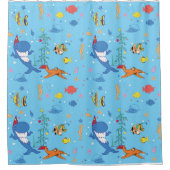 ハッピークリスマスサメ シャワーカーテン (正面)