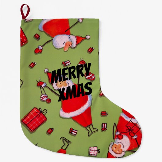 ハッピークリスマスサンタ ラージクリスマスストッキング (正面)