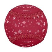 ハッピークリスマススクリプト赤いスノーフレーク・パターン 野球ボール (正面)