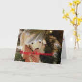 ハッピークリスマスソフトおもちゃ子犬 カード (黄色い花)