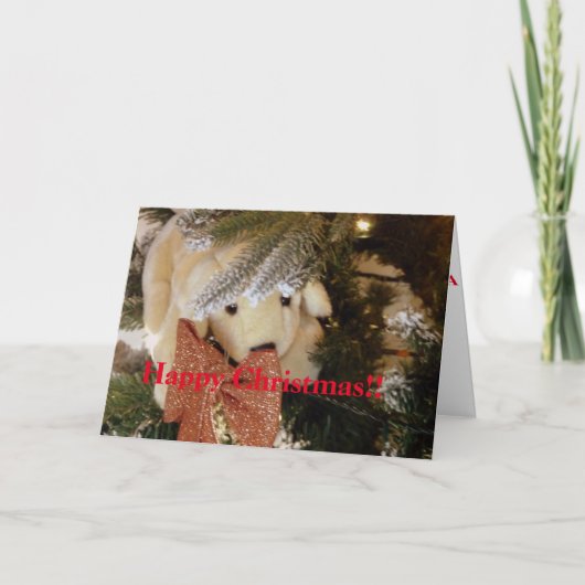 ハッピークリスマスソフトおもちゃ子犬 カード (正面)