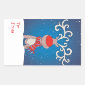 ハッピークリスマスソフトブルーラベルシール 長方形シール (正面)