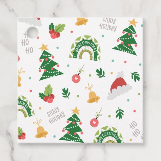 ハッピークリスマスツリーオーナメント装飾模様 フェイバータグ (正面)