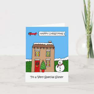 ハッピークリスマストゥシスターキュートフェスティバルハウス カード