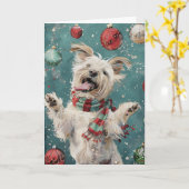 ハッピークリスマスドッグ カード (黄色い花)