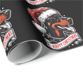 ハッピークリスマスドベルマンサンタハットおもしろい犬 ラッピングペーパー (ロールコーナー)