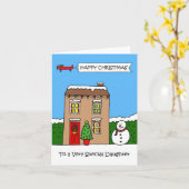 ハッピークリスマスドーターフェスティバルかわいいハウス カード (黄色い花)