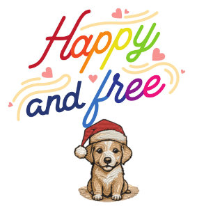 ハッピークリスマスハッピーアンドフリードッグTシャツ ベビーTシャツ