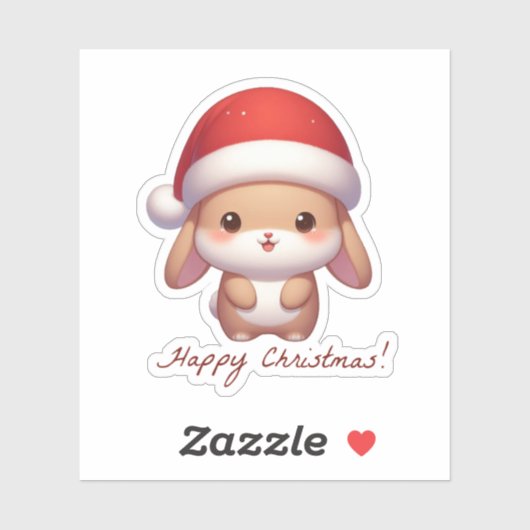 ハッピークリスマスバニー，かわいいウサギ シール (シート)
