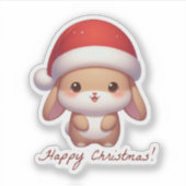 ハッピークリスマスバニー，かわいいウサギ シール (正面)