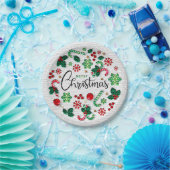 ハッピークリスマスパーティー時間デザイン ペーパープレート (パーティー)