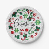 ハッピークリスマスパーティー時間デザイン ペーパープレート (正面)