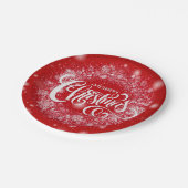 ハッピークリスマスパーティー時間デザイン ペーパープレート (アングル)