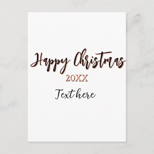 ハッピークリスマスピーチブラックイヤー名詳細holi ポストカード (正面)