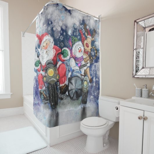 ハッピークリスマスフレンズおもしろいシャワーカーテン シャワーカーテン (インサイチュ)