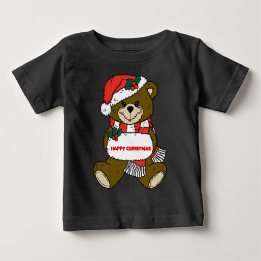 ハッピークリスマスベアー ベビーTシャツ (正面)