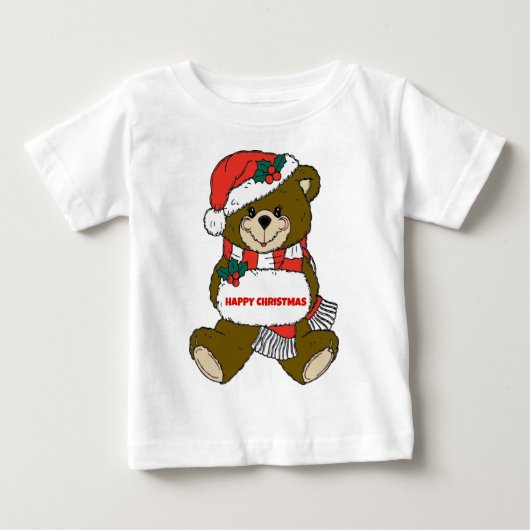 ハッピークリスマスベアー ベビーTシャツ (正面)