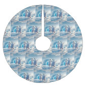 ハッピークリスマスペンギン踊り ブラッシュドポリエステルツリースカート (正面)