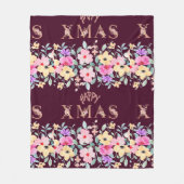 ハッピークリスマスホリデエレガントー フリースブランケット (正面)