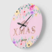 ハッピークリスマスホリデエレガントー ラージ壁時計 (傾斜)