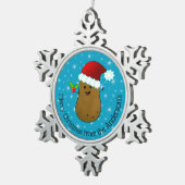 ハッピークリスマスポテトパーソナライズされた スノーフレークピューターオーナメント (右)
