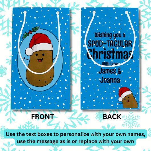 ハッピークリスマスポテトパーソナライズされた スモールペーパーバッグ