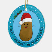 ハッピークリスマスポテトパーソナライズされた セラミックオーナメント (左)