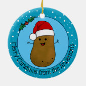 ハッピークリスマスポテトパーソナライズされた セラミックオーナメント (裏面)
