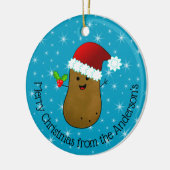 ハッピークリスマスポテトパーソナライズされた セラミックオーナメント (左)