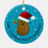 ハッピークリスマスポテトパーソナライズされた セラミックオーナメント (裏面)