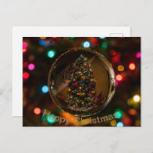 ハッピークリスマスマルーン色標準はがき シーズンポストカード (正面/裏面)